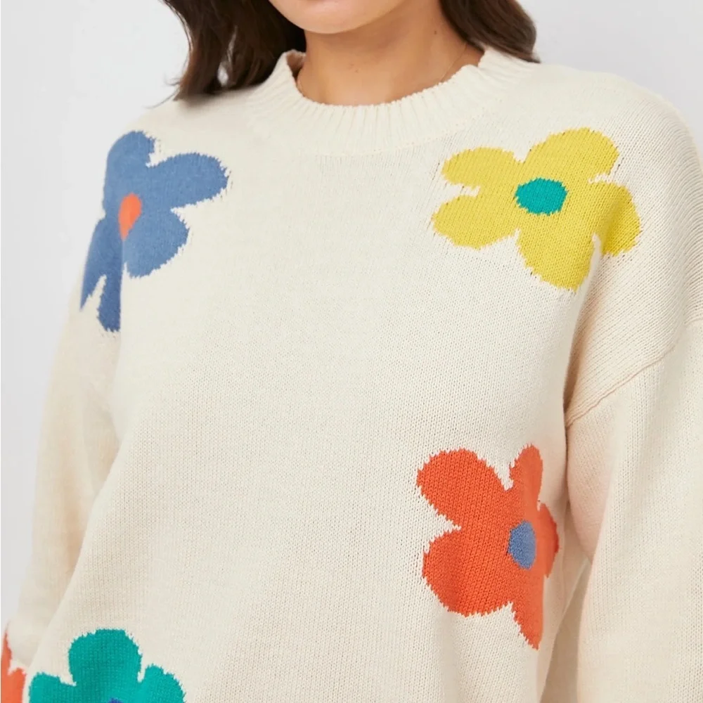 Rails Perci Cotton Sweater Ivory Daisies size S - Picture 3 of 11